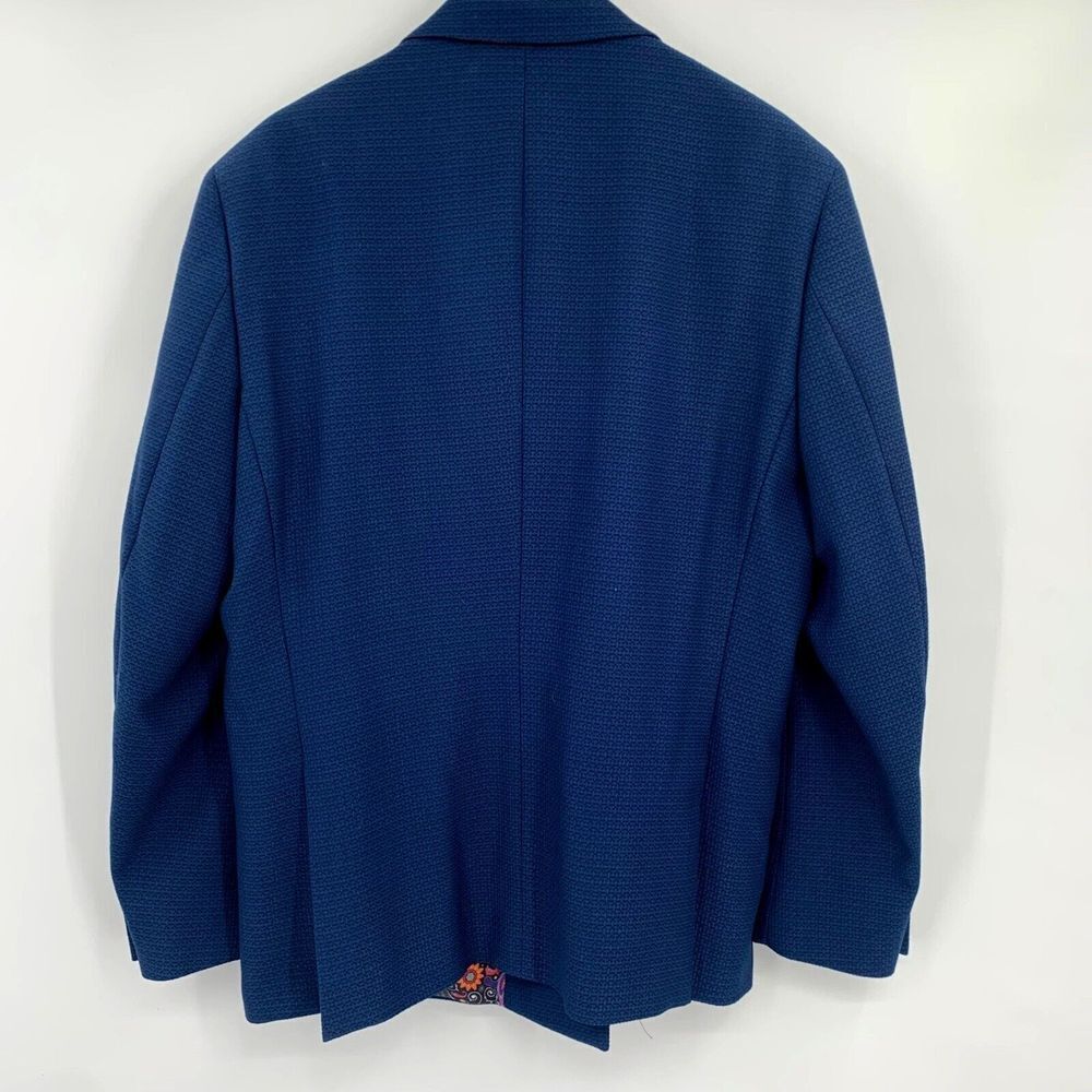 Lanzino Men's Blazer Blue Texture with Colored Flower Lining Size XXL - Picture 5 of 16